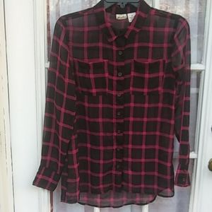 Mudd plaid sheer top Size Small
